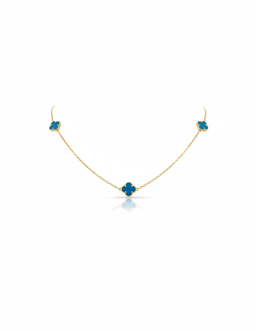 Cadena de clover azul claro  10k