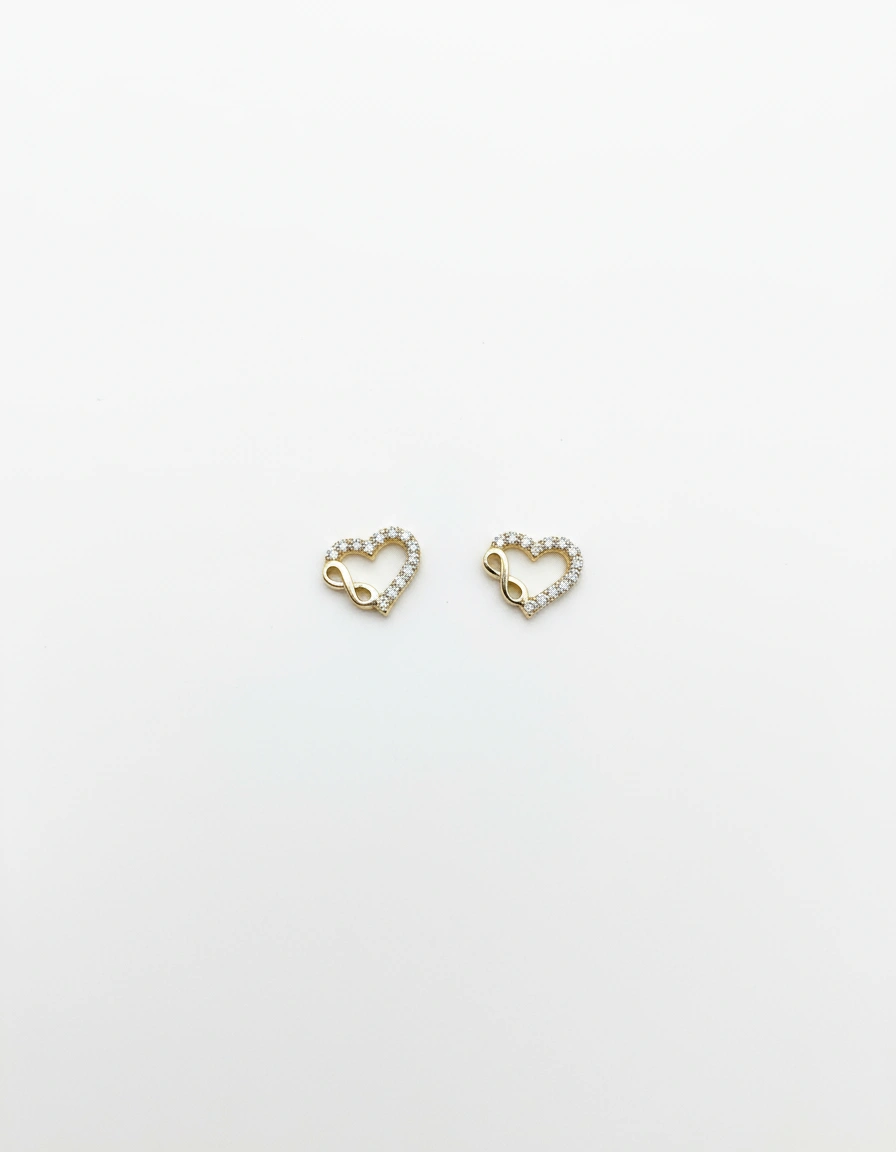 Aretes de corazon -infinito 10K