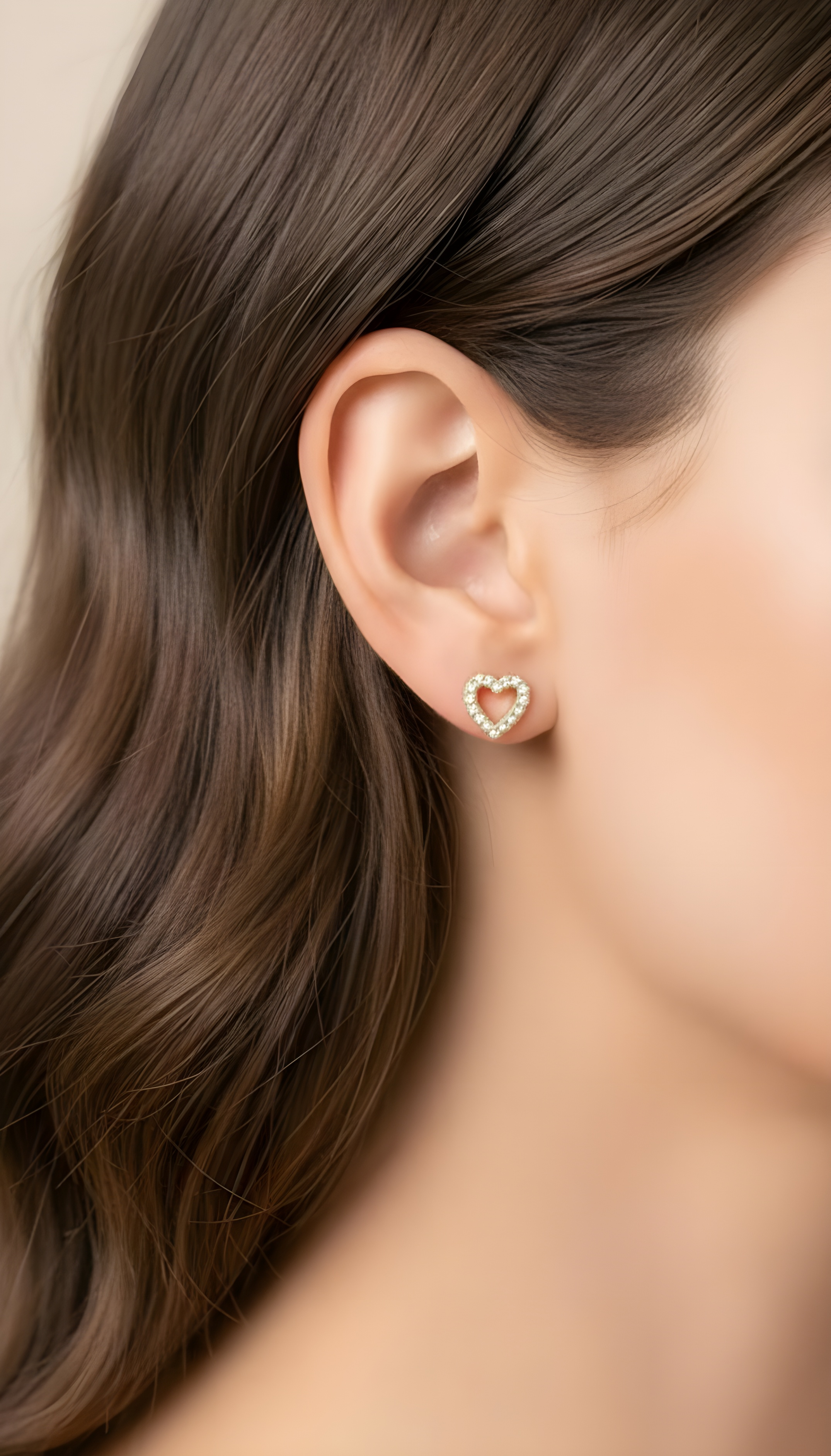 Aretes de corazon 14K