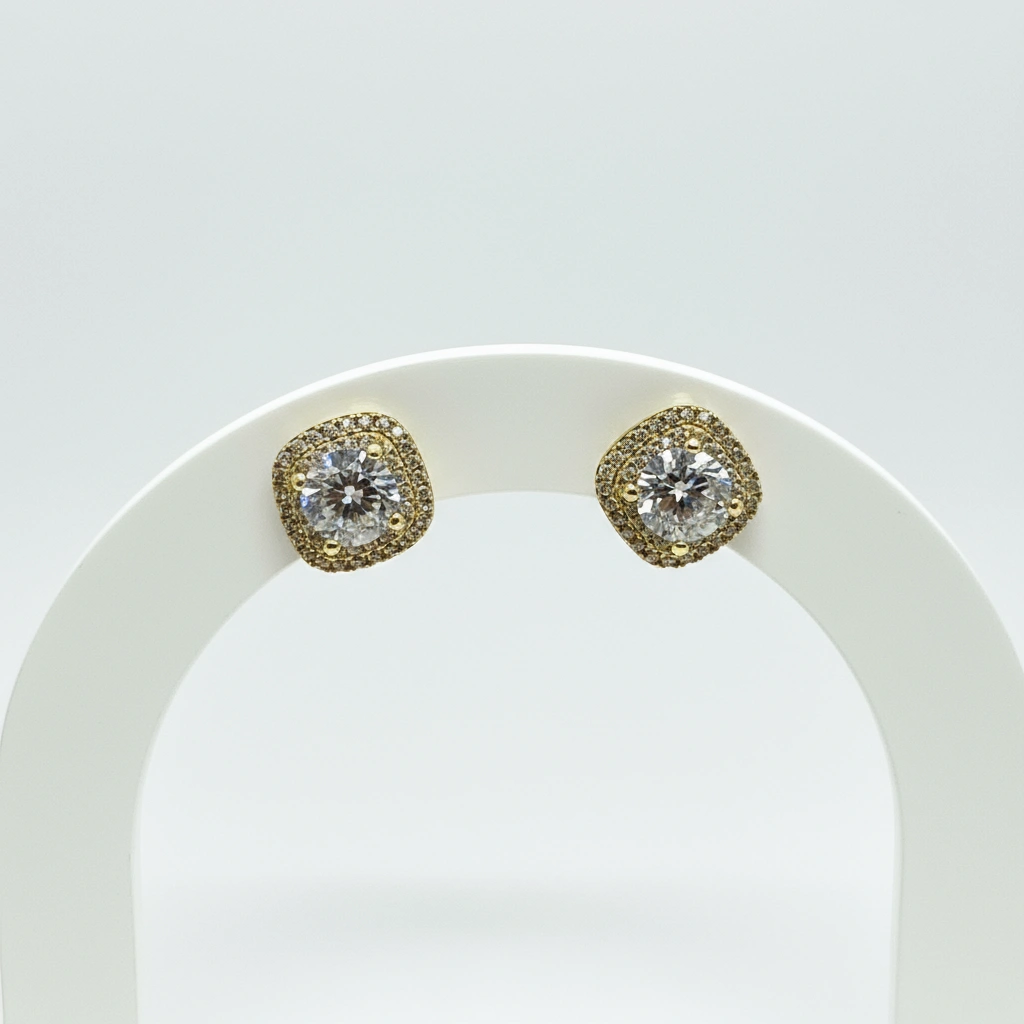 Aretes de piedra cuadrada 14K