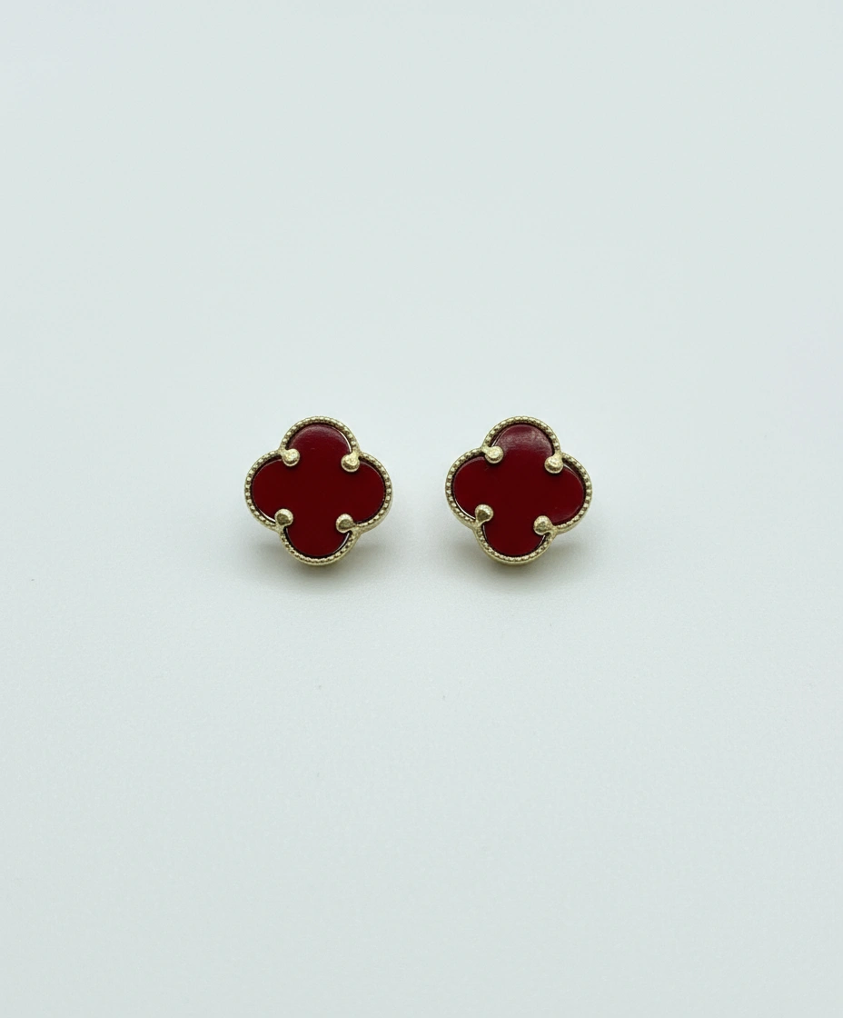 Aretes de clover rojo 10K