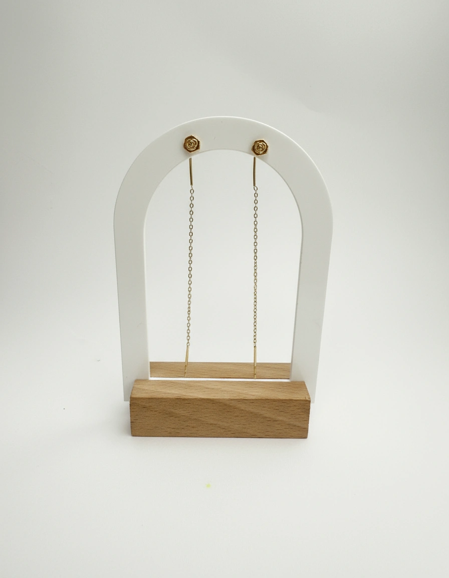 Aretes con colgantes de rosa 14k