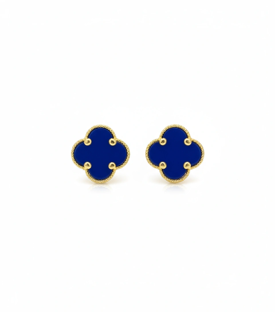 Aretes clover azul royal 10k
