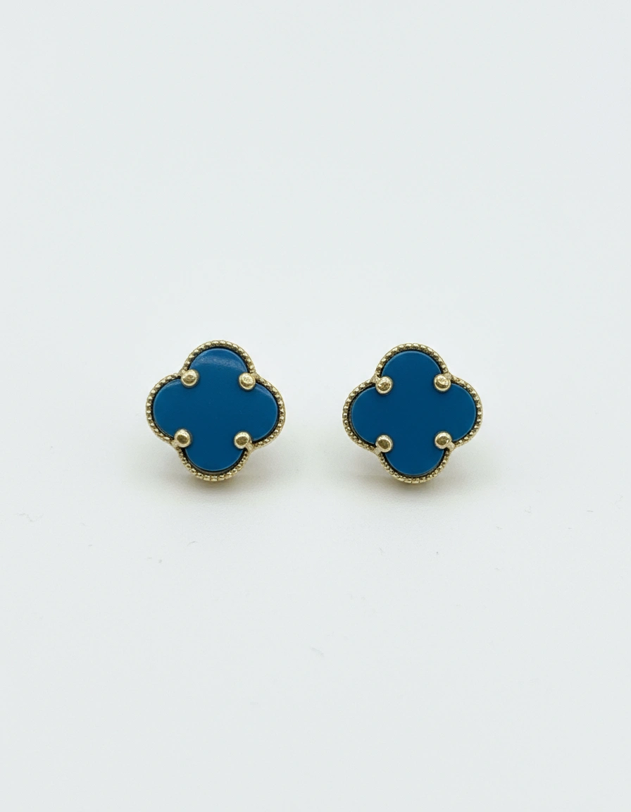 Aretes clover azul royal 10k