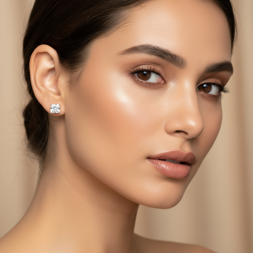 Aretes cuadrados grandes 14k