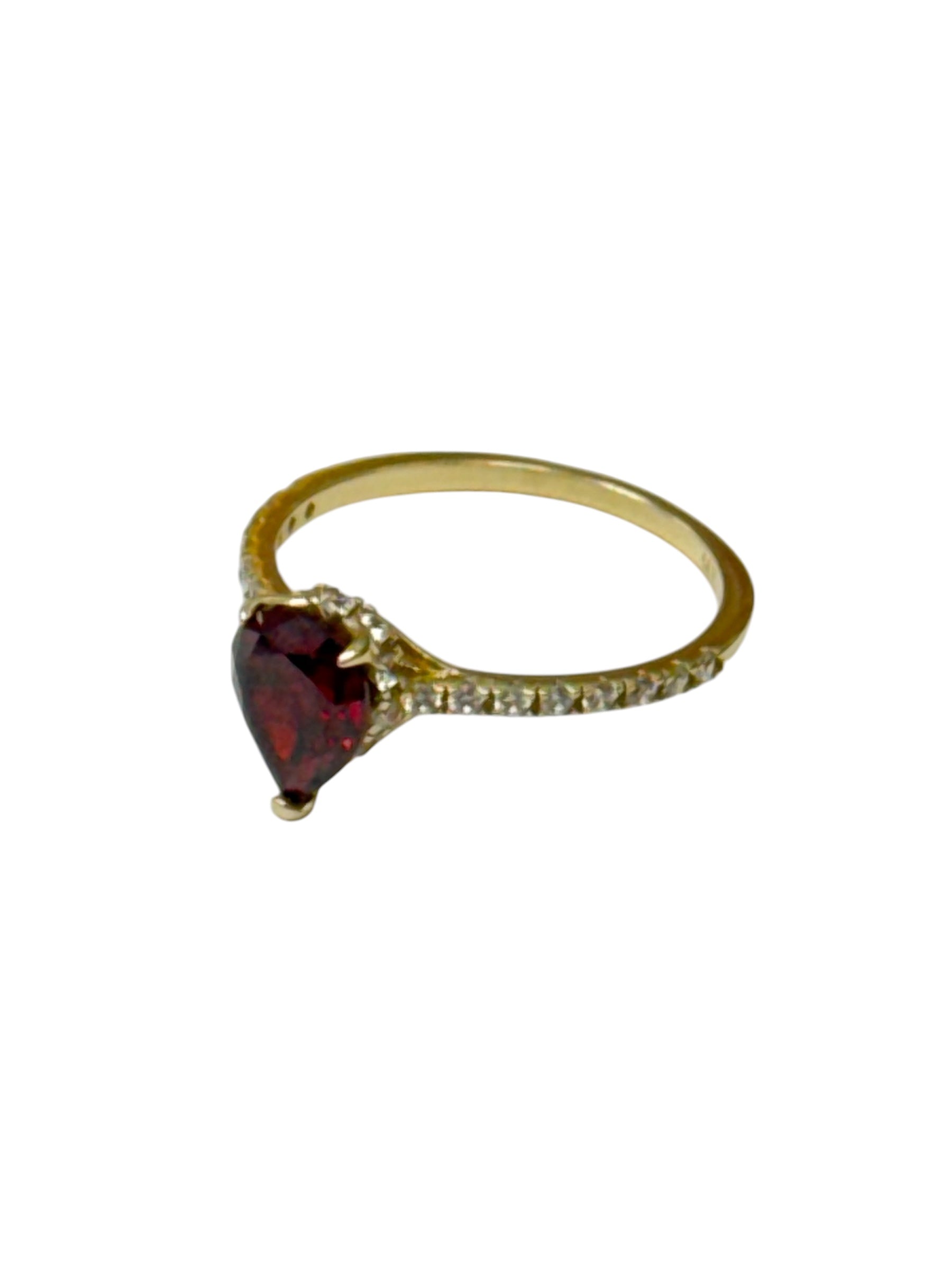 Anillo piedra roja 14K