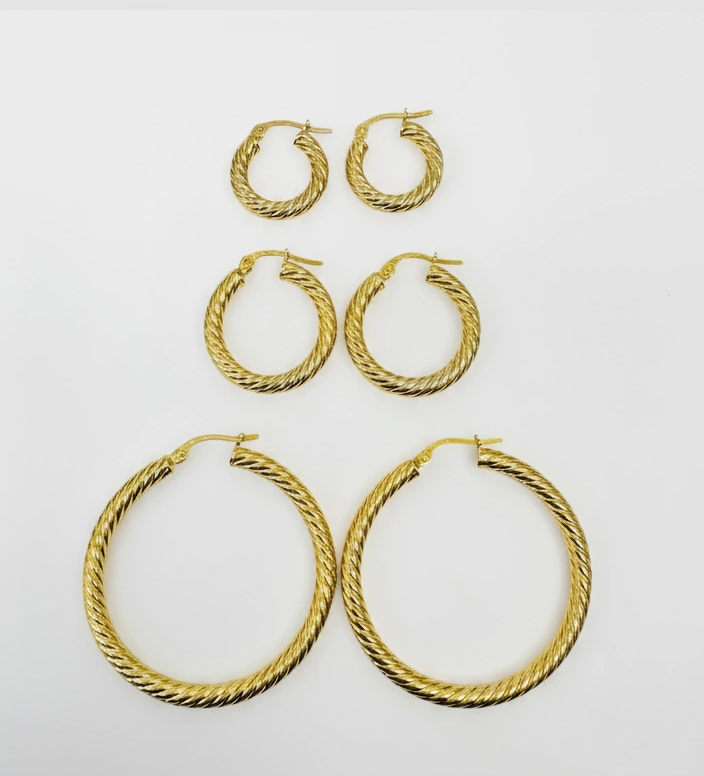 Argollas torcidas lisas 14k