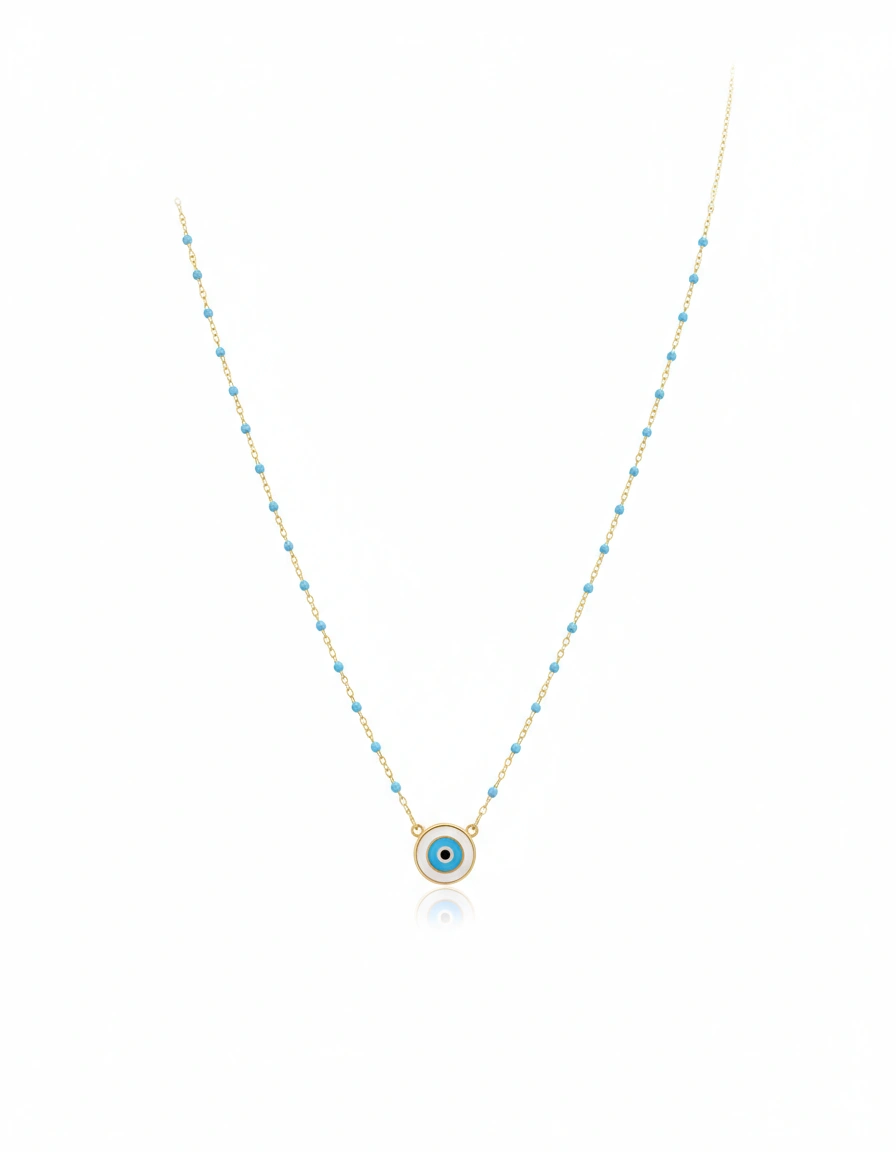 Cadena con dije de ojo turco 14k