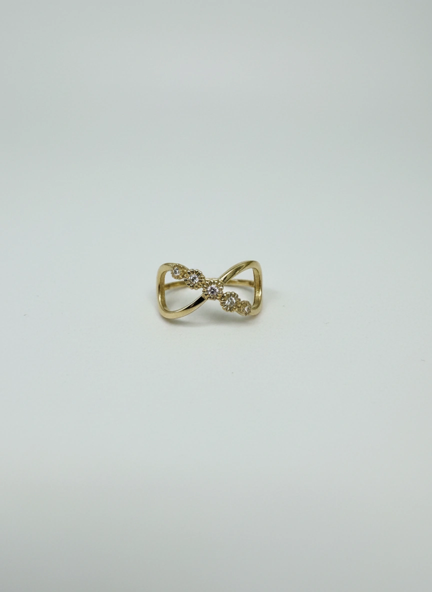 Infinity ring with flowers 10K