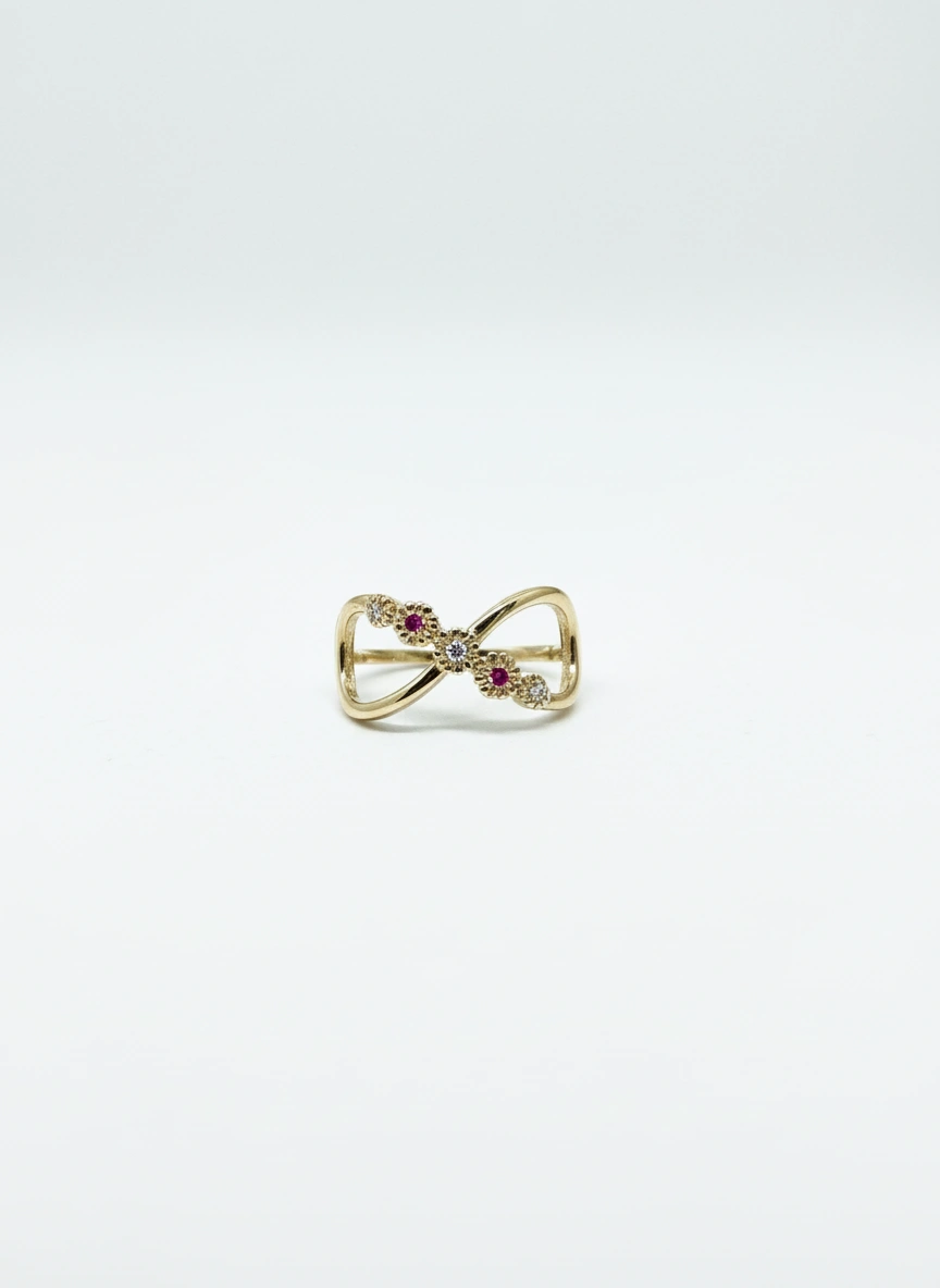 Infinity ring with flowers 10K