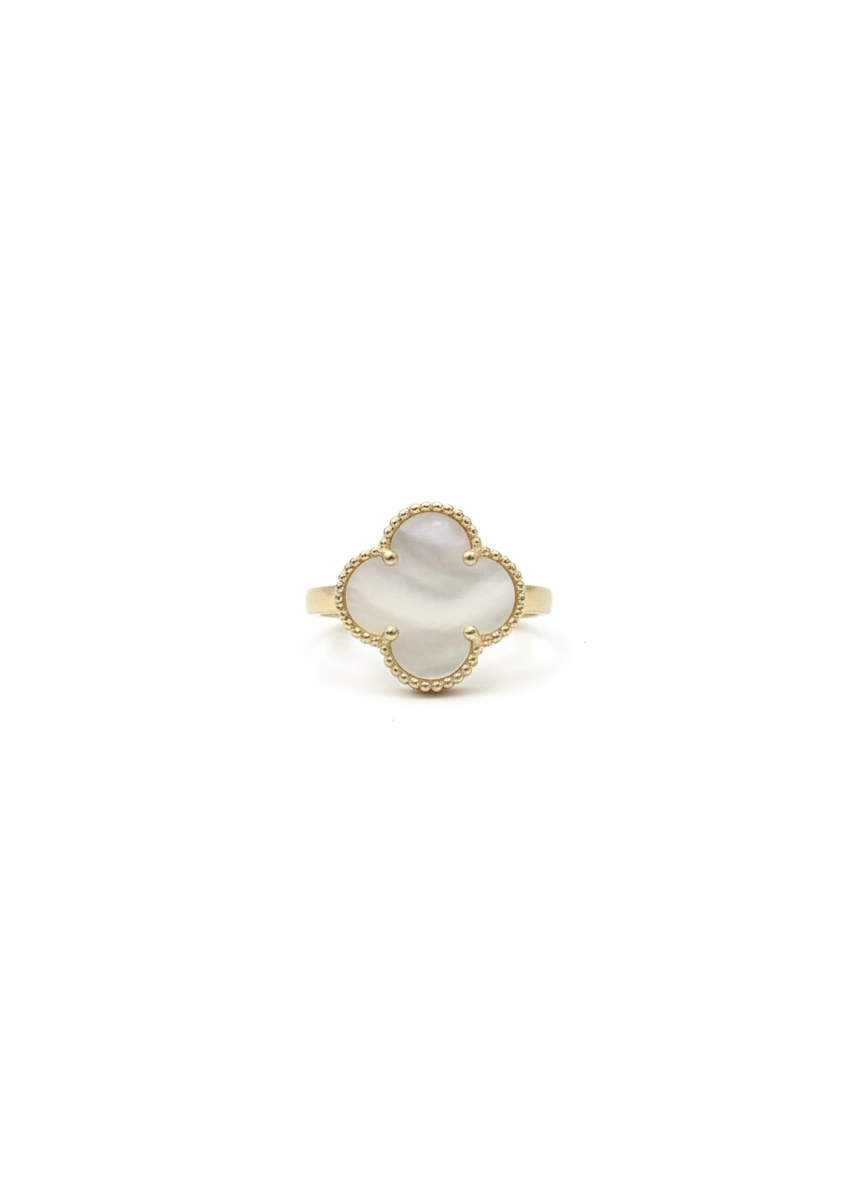 Large white clover ring 10k