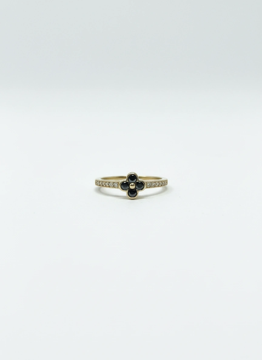 Black flower ring 10k