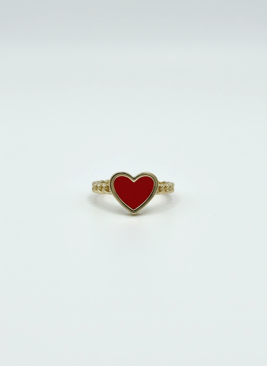 Heart red Heart ring 14k