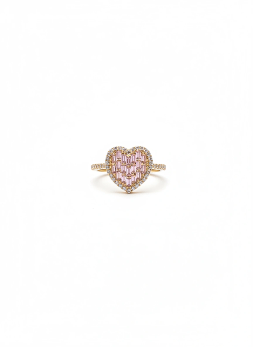 Heart ring with pink stone  10k