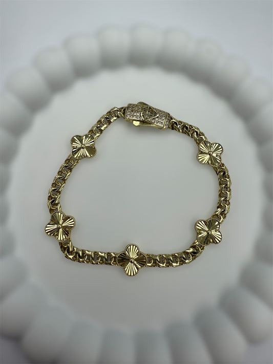 Pulsera Mónaco de 5 flores 10K
