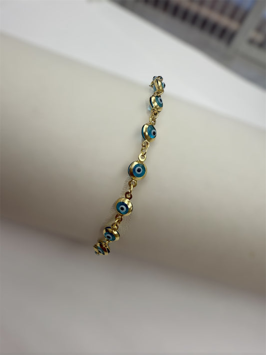 Pulsera ojito turco azul 14K