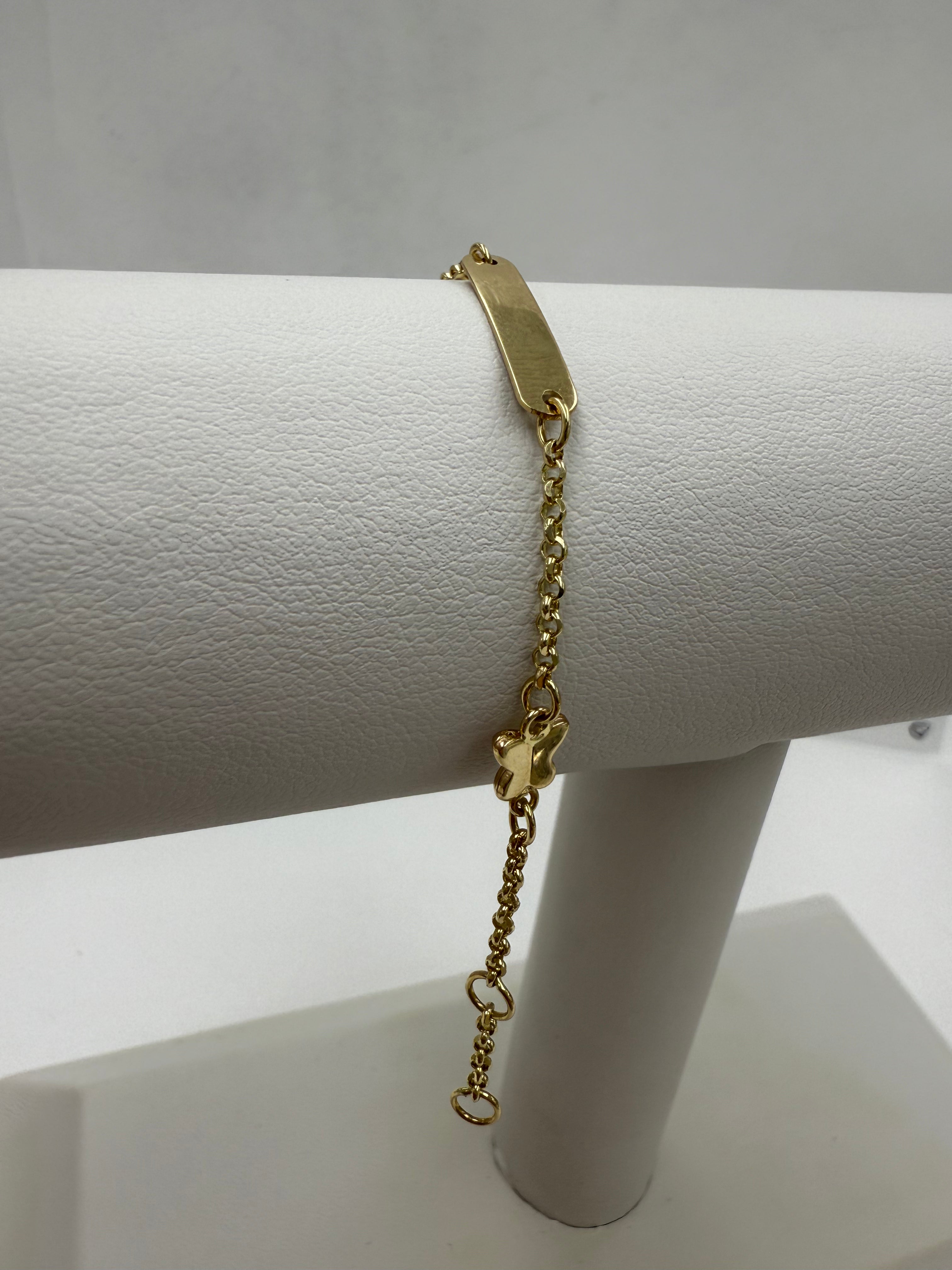 Pulsera de placa con mariposa 14K
