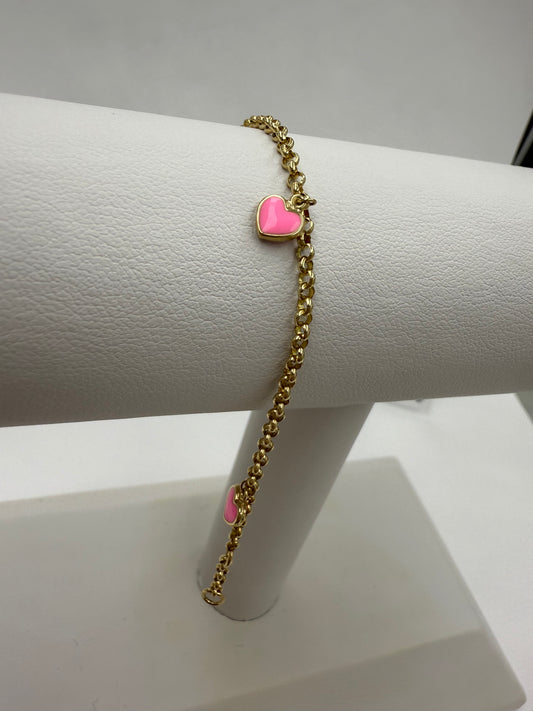 Pulsera rolo de corazon 14K