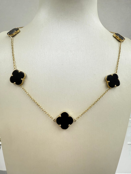 Cadena de clover oscuro grande en 10k