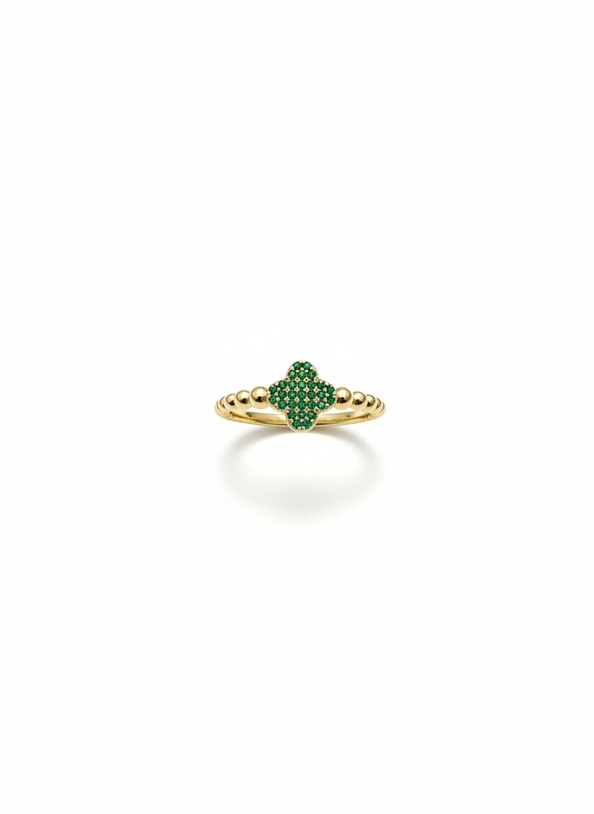 Green flower ring 10K