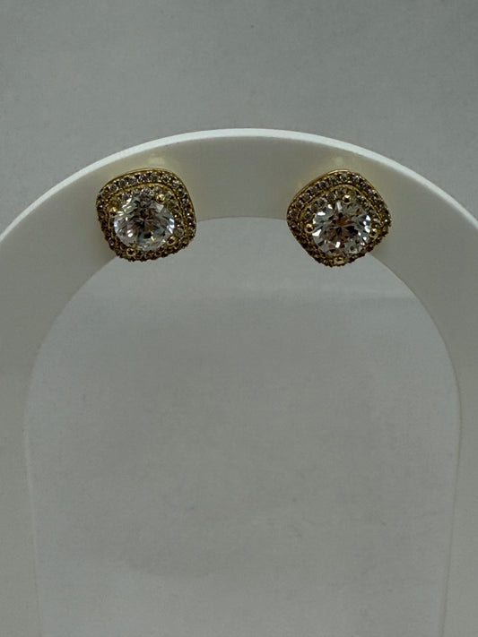 Aretes de piedra cuadrada 14K