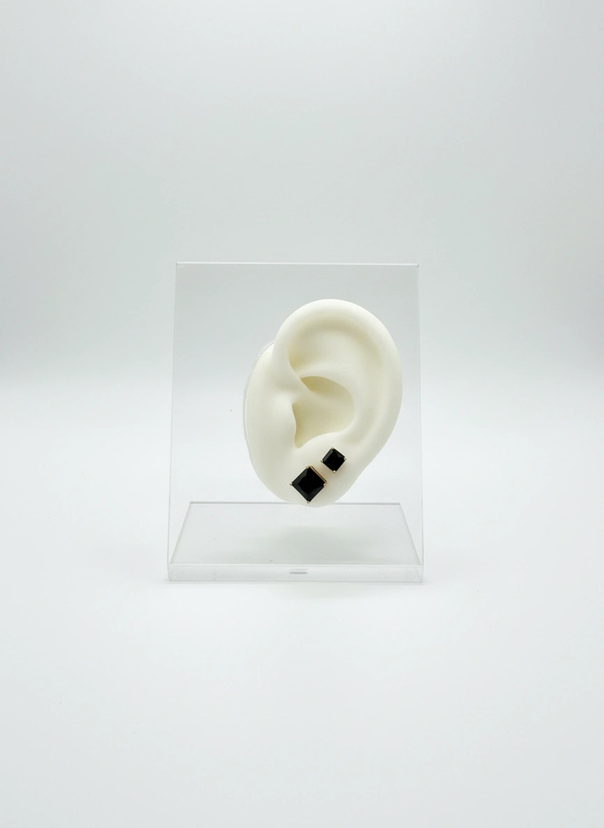 Dark stone earrings 14K