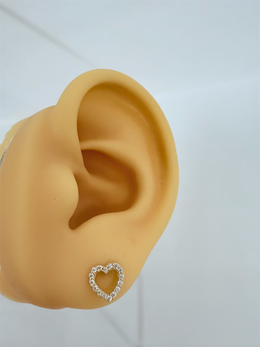 Aretes de corazon 14K