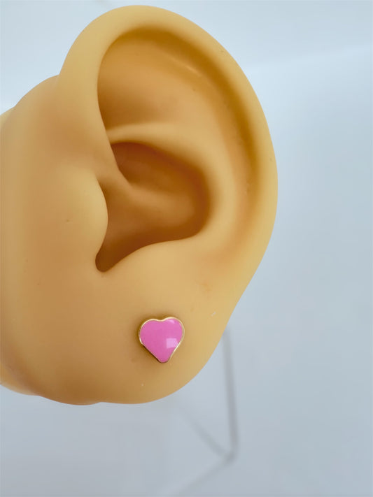 Aretes de corazón pequeños 14K