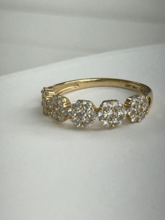 Anillo churumbeles flores 14k