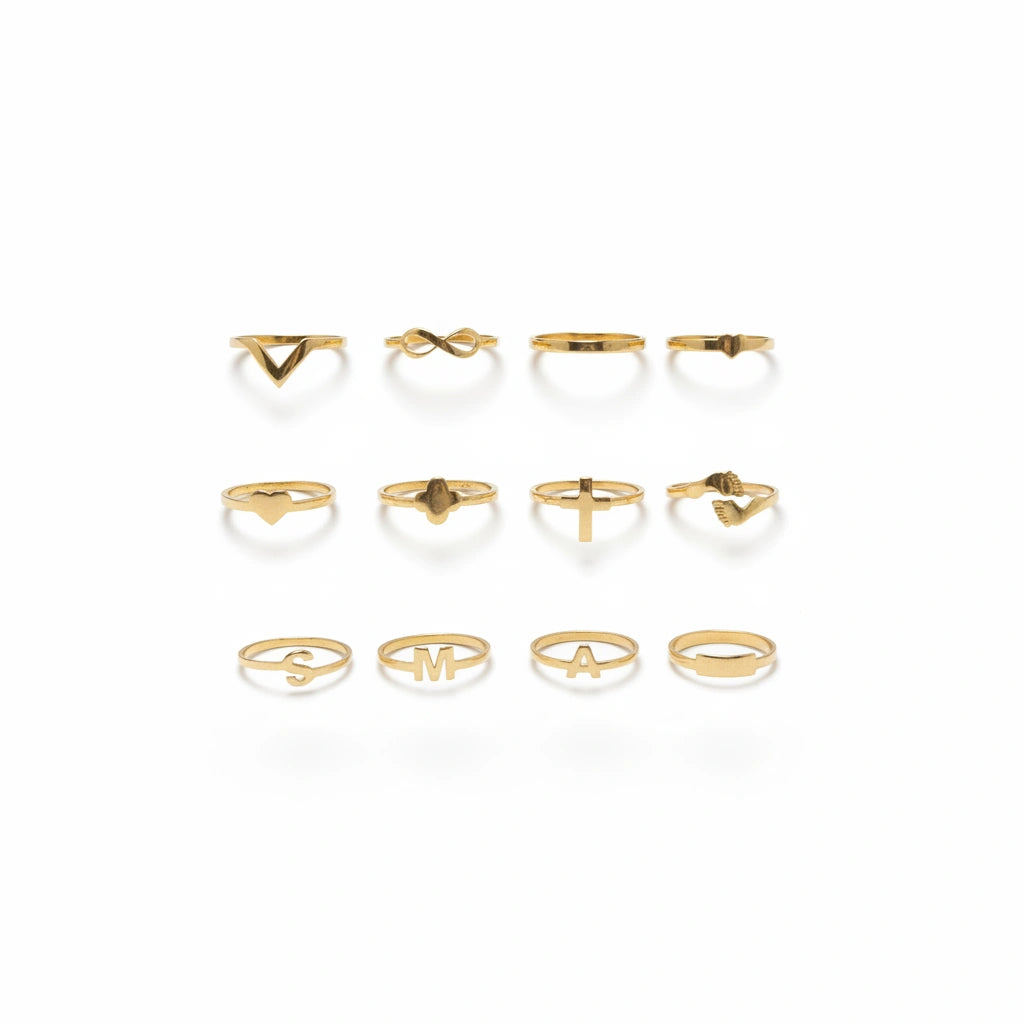 Anillo de medio dedo 10K - Anillo de placa