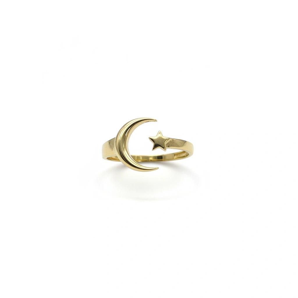 Anillo estrella con luna 10k