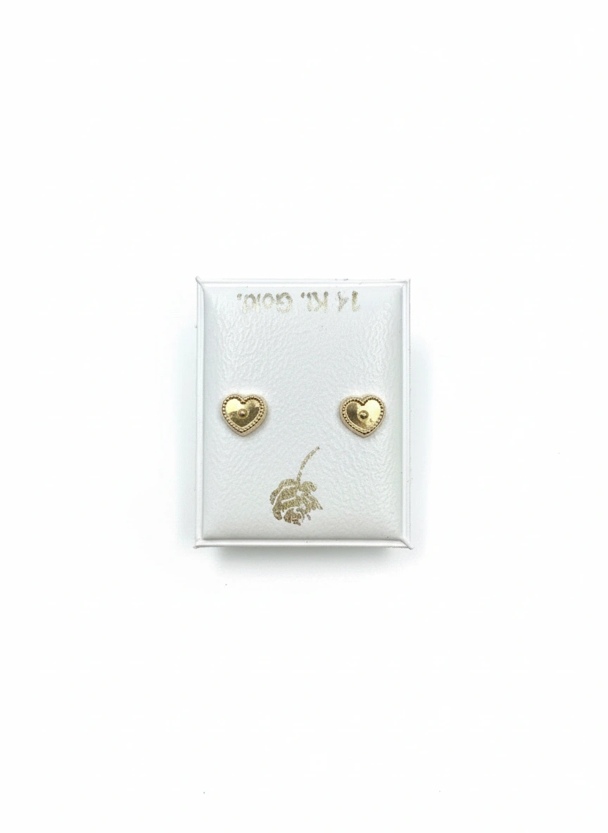 Aretes de corazón 14k