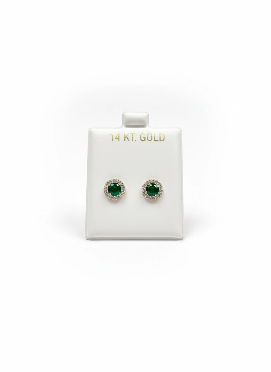 Aretes de piedra verde 14k