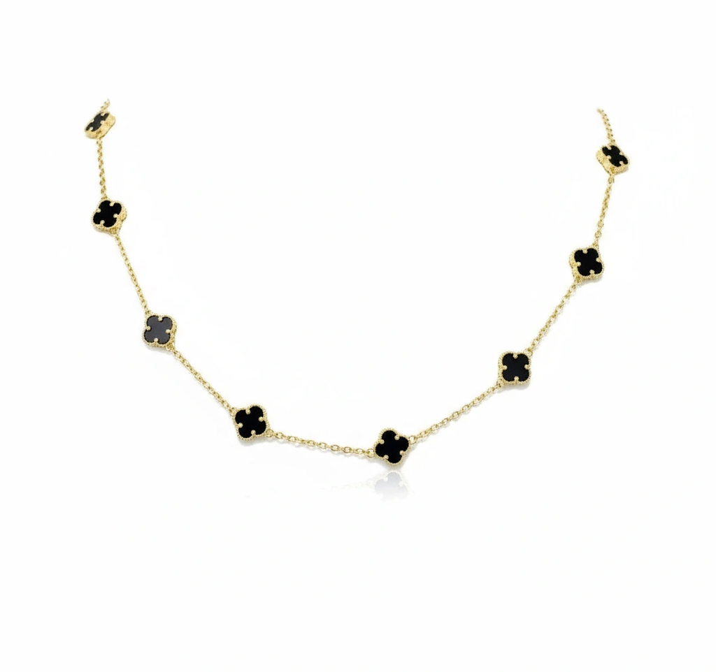 Cadena clover de 10 Flores de 14k