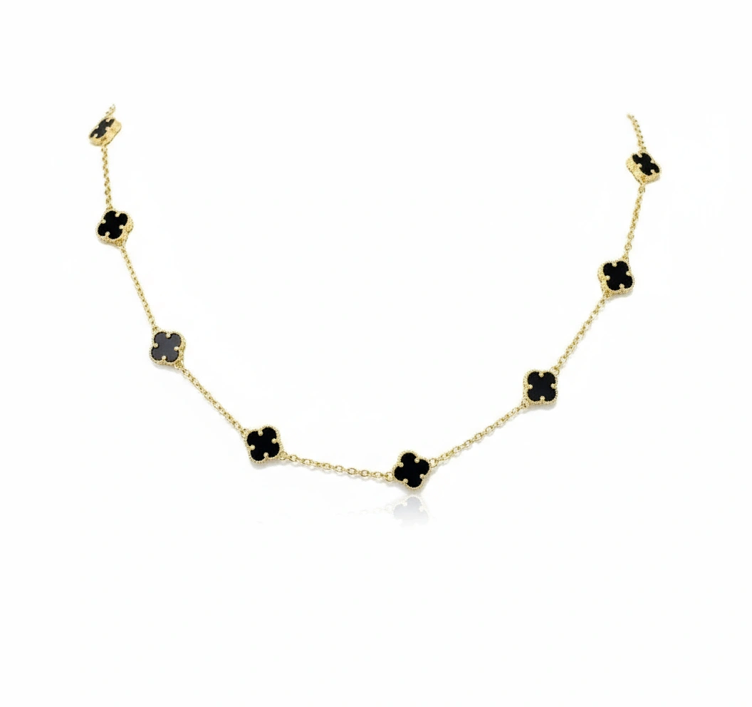 Cadena clover de 10 Flores de 14k