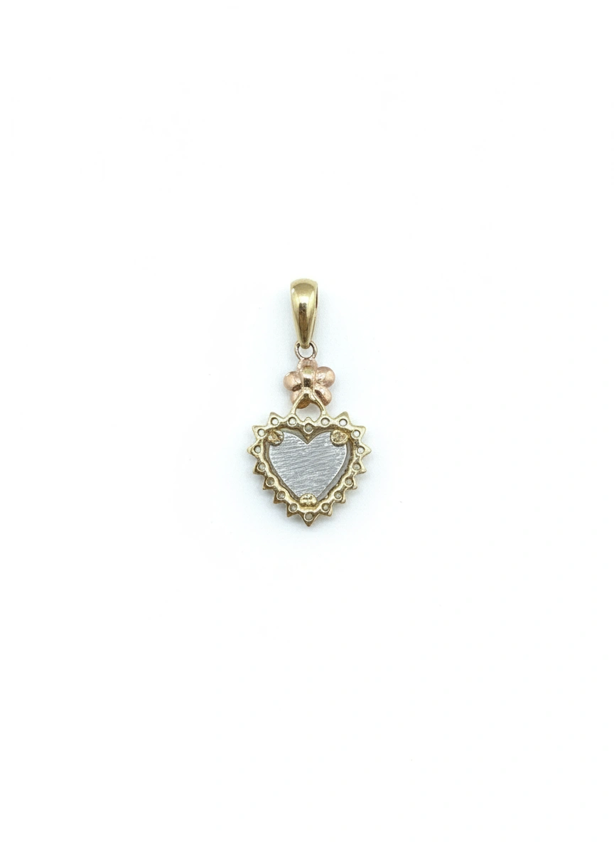 Dije de la virgen de Guadalupe en forma de corazo 14k