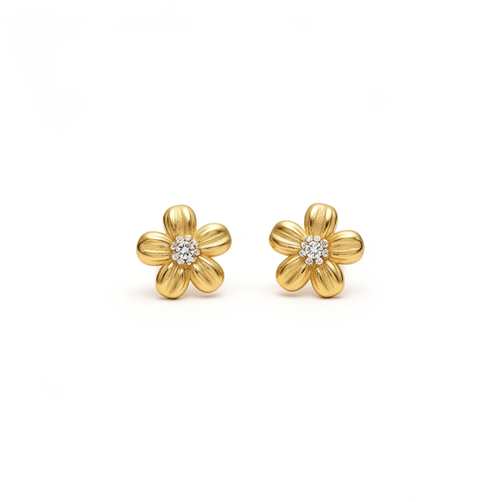 Aretes de flor 14K