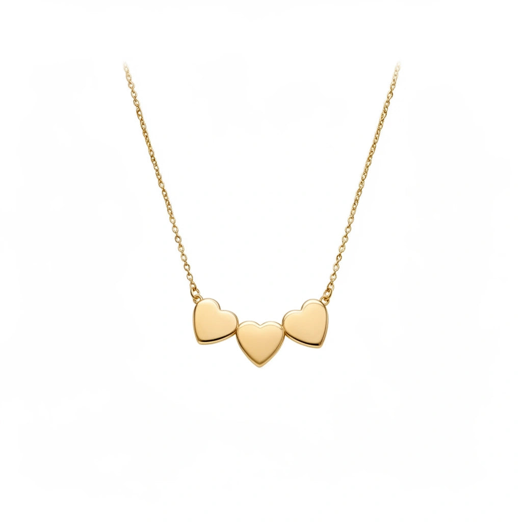 Cadena  3 corazones 14k
