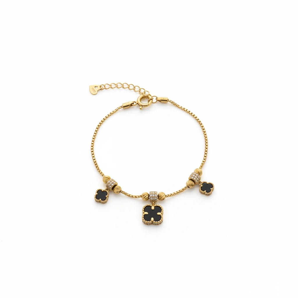 Pulsera de flores oscuras 14K