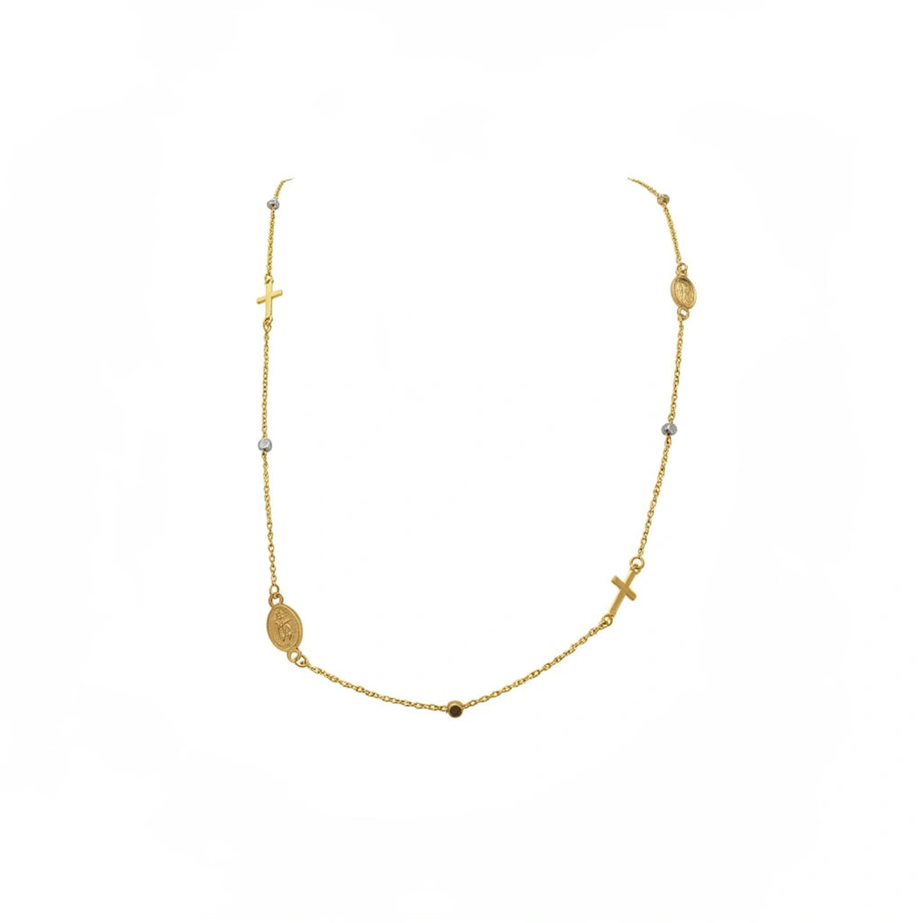 Cadena estilo rosario 14k