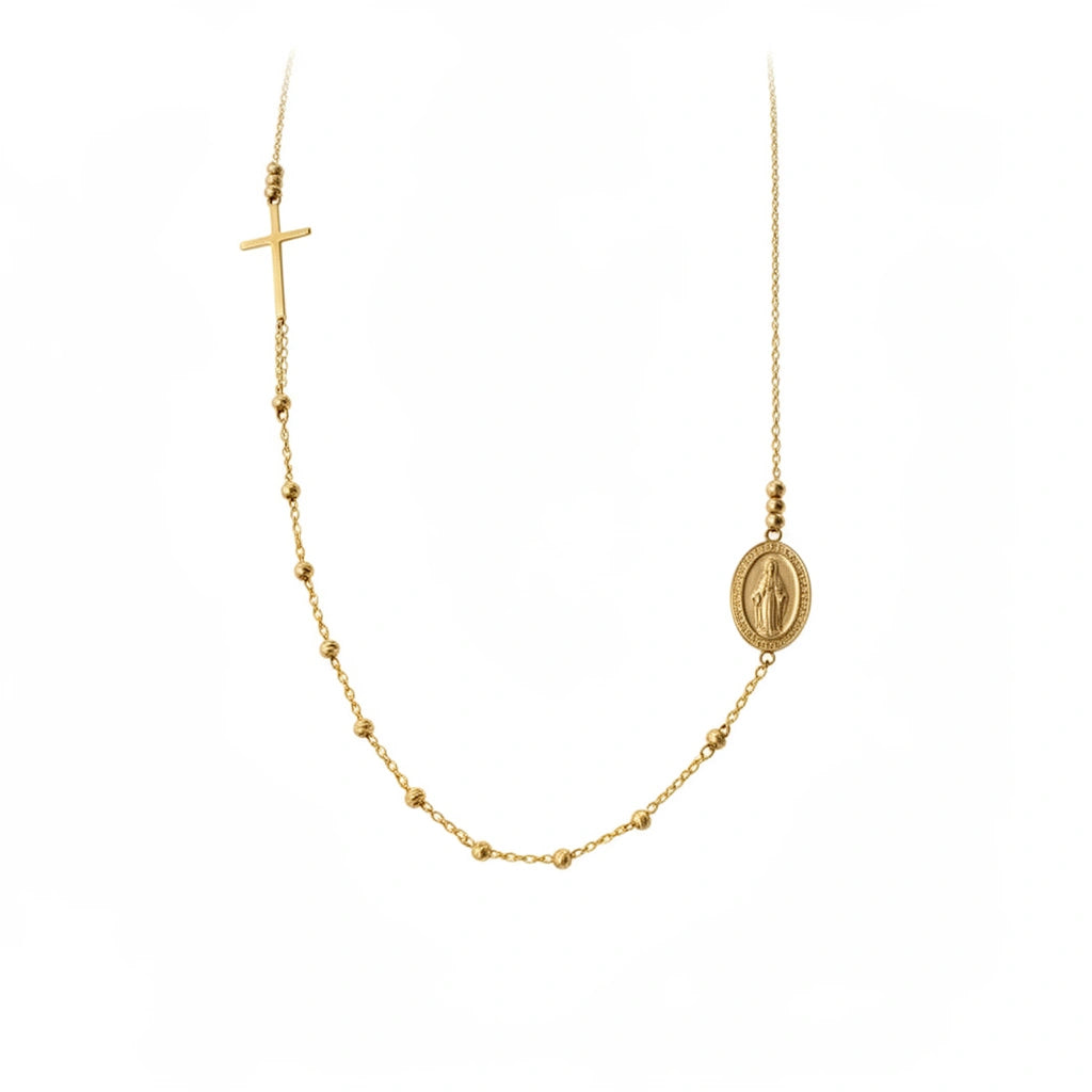 Cadena estilo rosario 14k