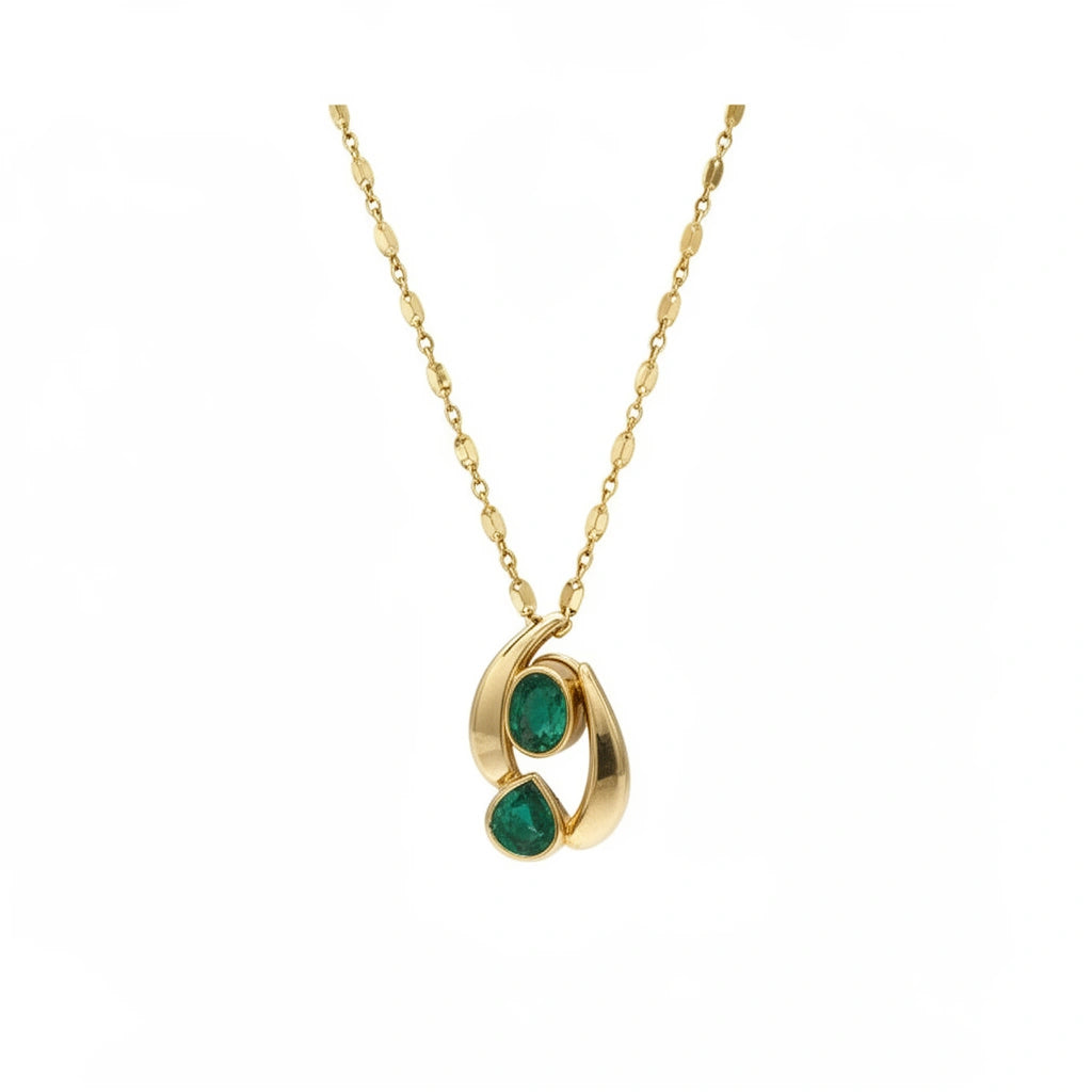 Cadena dije esmeralda natural 14k