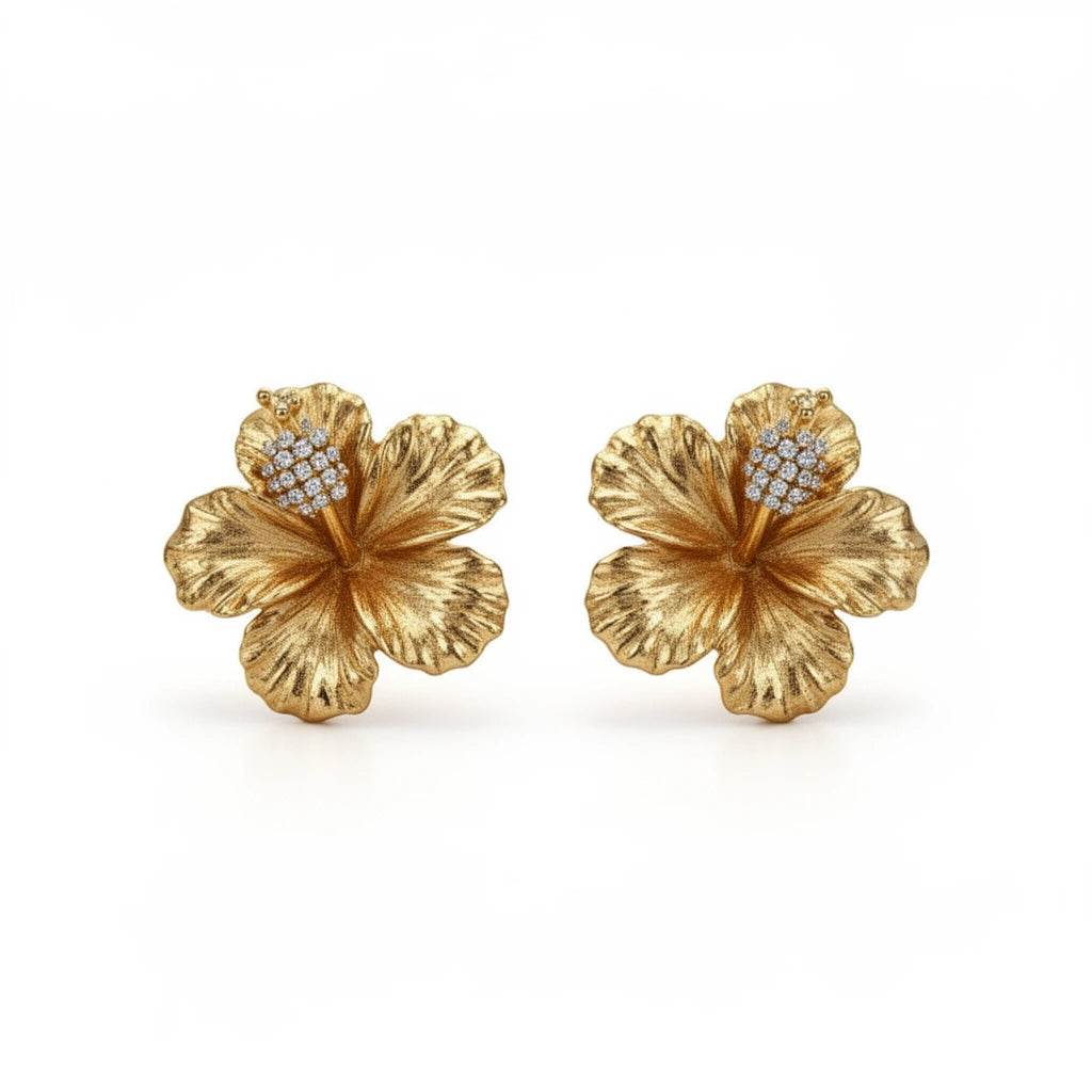 Aretes de flor 14K