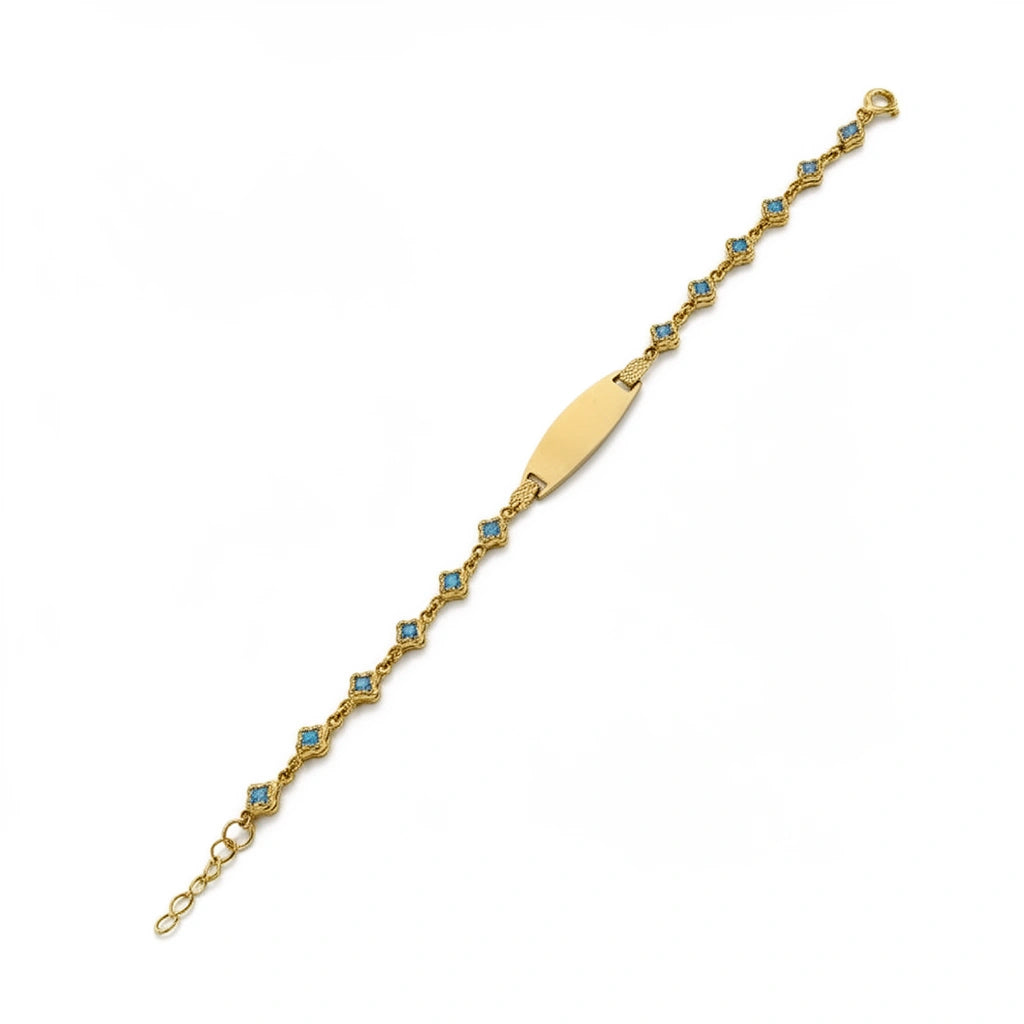 Pulsera de placa con flores 14K