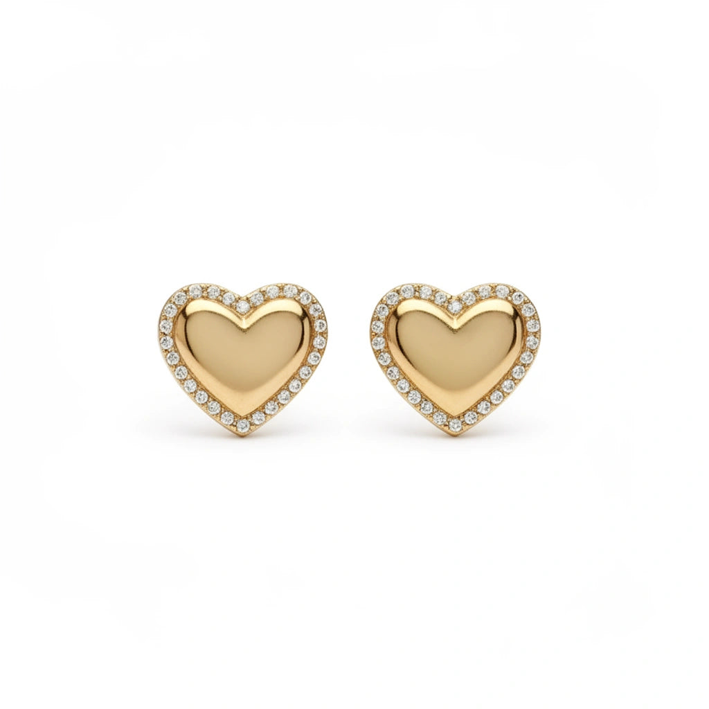 Aretes de corazon 14K