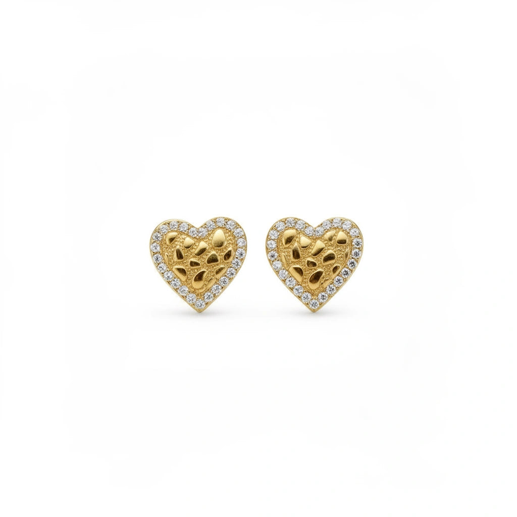 Aretes de corazón 14k