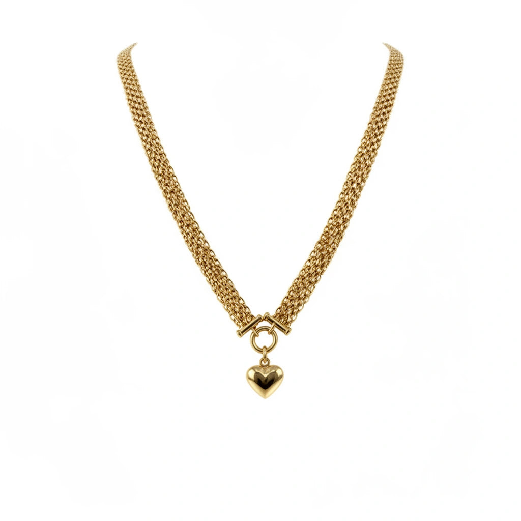 Cadena vismar con corazón14k