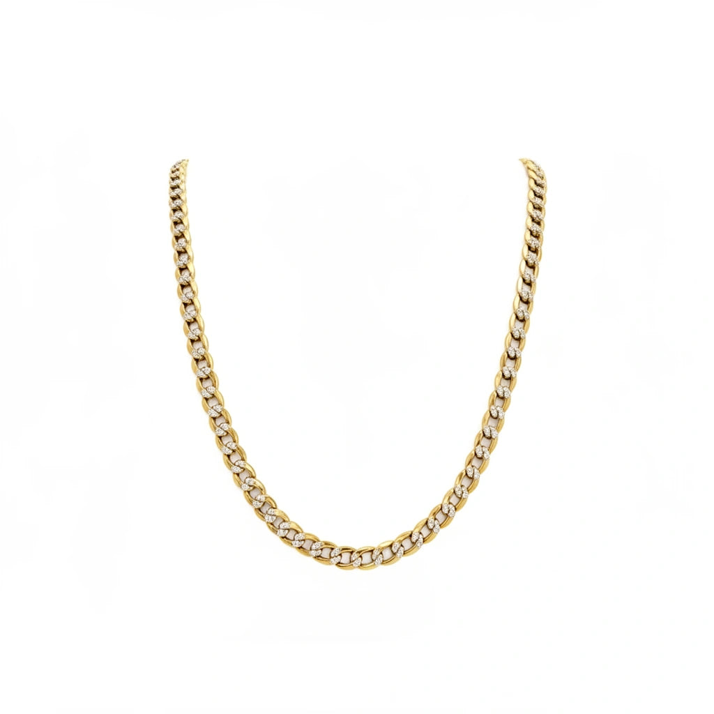 Cadena corte brillo  semi sólida 14k