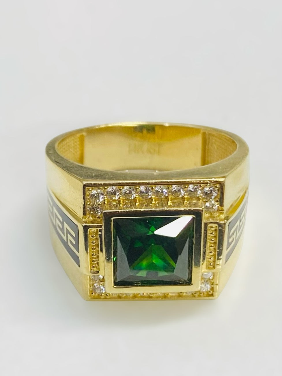 Anillo Piedra Cuadrada Verde 14k