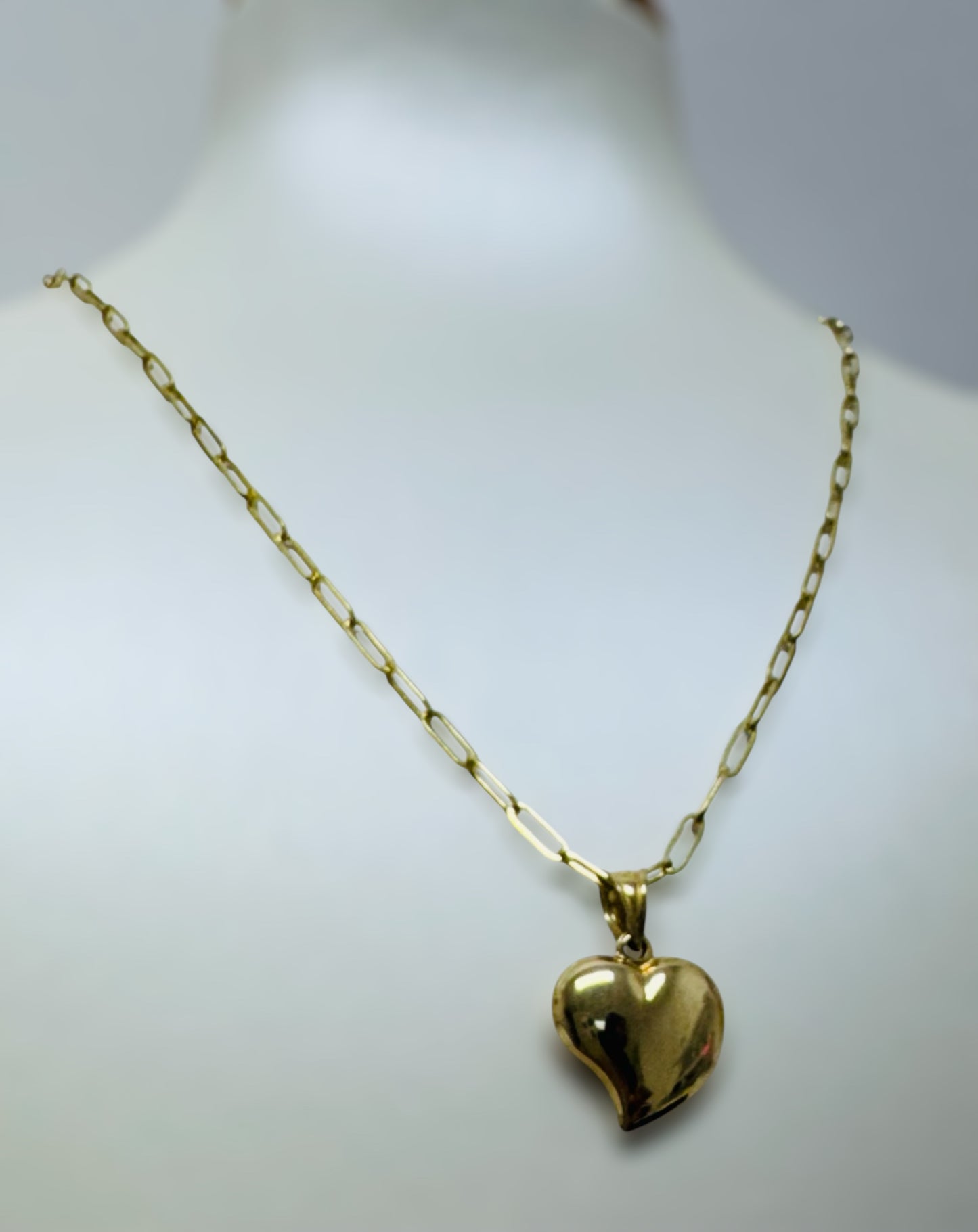 Cadena PeiperClip con dije corazón 14k